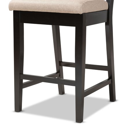 Baxton Studio Gideon ModernSand Fabric Upholstered and Dark Brown Finished Wood 2-Piece Counter Stool Set PR 194-2PC-12146-ZORO